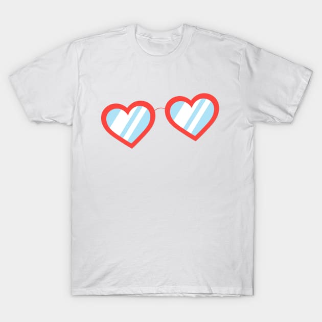 Red Heart Shaped Sunglasses T-Shirt by Islanr